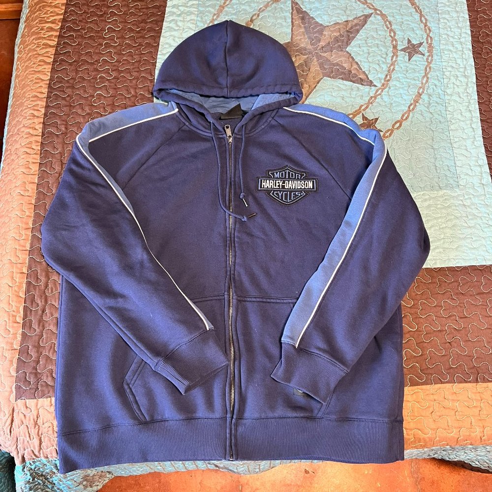 Harley Davidson Men's Club Crew Zip-Up Hoodie - Peacoat - Picture 1 of 2